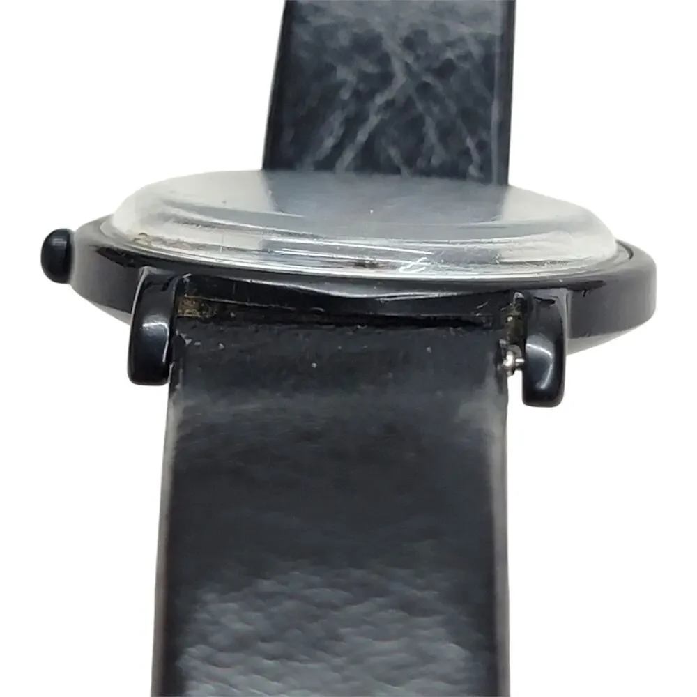 Vintage Lorus Disney Goofy Backwards Reverse Dial Analog Watch Black Running